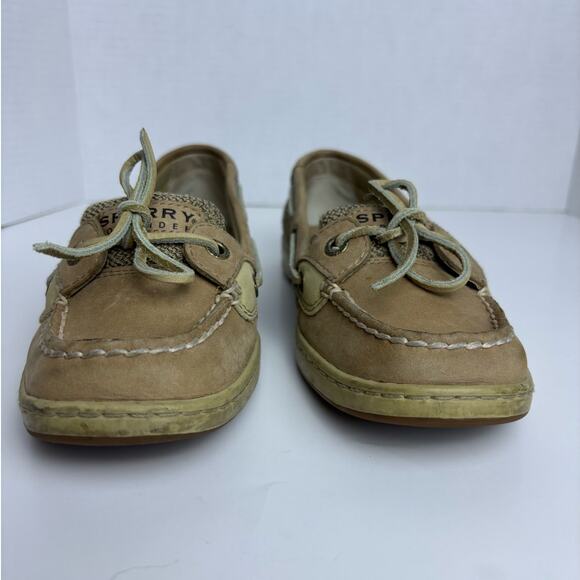 Sperry Top Sider Women Sz 7m Classic Angelfish Boat Shoe Oat Tan Leather 9102047 - Picture 2 of 8